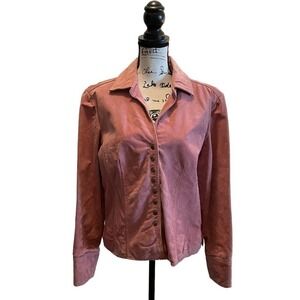 AMI A.M.I leather jacket blazer Pink size Large Snap Button Workwear Barbiecore